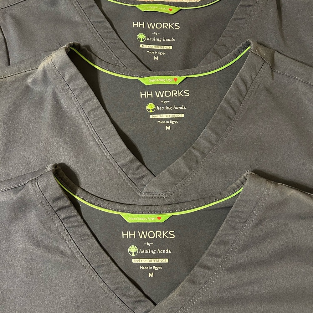 HH Works Women’s Pewter Scrub Tops Bundle (3 tops size medium)